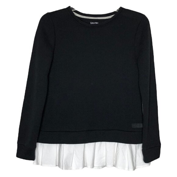 CALVIN Klein Performance Quick Dry Black Sweatshirt w/ White Ruffle - Size Small - Picture 1 of 5